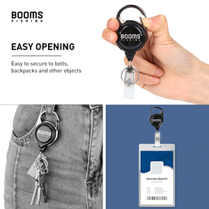 Booms Fishing Llavero Retráctil de 4.1 pulgadas con Carrete, Soporte para Tarjetas de Identificación, Anillo para Llaves, Hebilla de Herradura, Cierre para Tarjetas de Identificación RG1, Correa de Seguridad, Paquete de 2 Unidades - Product Image 3