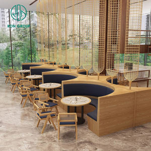 Ventas al por mayor, cafetería, tienda de té, mesa de madera cuadrada comercial, silla de ratán, cabina, sofá, asientos, conjunto de muebles modernos para restaurante - Product Image 4