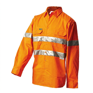 Chemise de travail réfléchissante en coton Robe de sécurité coupe ajustée avec matériau réfléchissant haute visibilité - Product Image 1