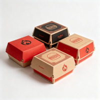 Boîte à hamburger haut de gamme en kraft, étanche, jetable, de qualité alimentaire, avec logo personnalisé, écologique, en forme de coquille, avec gaufrage
