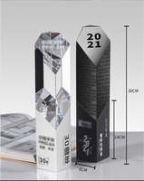 Trophée personnalisé en verre et cristal en forme de colonne avec gravure et impression UV – Récompense durable pour les cadeaux promotionnels d'entreprise