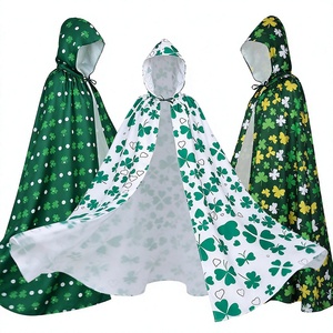 2026 Irlande <span class=keywords><strong>Saint</strong></span> <span class=keywords><strong>Patrick</strong></span>'s Day Shamrock Echo Character Polyester <span class=keywords><strong>Costume</strong></span> Party Wear Carnival Cloak Cape - Product Image 1