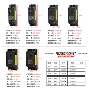 Delixi DZ15LE Four-Wire 2P 3P 4P <b>Circuit</b> Breaker with Leakage <b>Protection</b> Three-Phase Product - Product Image 5