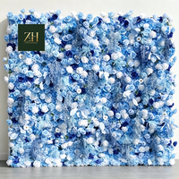 Mur de fleurs artificielles romantiques de haute qualité, roses bleues et hortensias, pour décoration intérieure et extérieure, anniversaires, maison