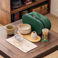 Ensemble bol et fouet à matcha en céramique écologique, mignon fouet à thé Bai Ben Li avec bec verseur