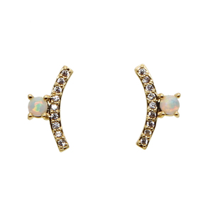 Promotion Gold Plated Gold Plated Factory Drop Shipping Top Quality Chic Trendy Design Simple <strong>Opal</strong> <strong>Stud</strong> <strong>Earring</strong> - Product Image 1