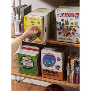 Transparent Plastic <b>Book</b> Storage <b>Box</b> Rectangle Desktop Organizer For Student Picture <b>Books</b> Solid Color 27x11x15cm 30x21x15cm - Product Image 2