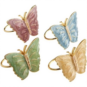 <b>Butterfly</b> Design Multi Color Metal Napkin Rings for <b>Dining</b> <b>Table</b> Wedding & Home Tabletop Decoration Napkin Holders - Product Image 1