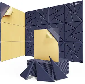3D altıgen akustik paneller ses yalıtımı duvar panelleri ses emici ve stüdyolar için dayanıklı Polyester sterden yapılmış prova