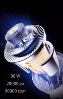 Aspirateur de voiture sans fil portable Tomavor, alimenté par batterie, 80W, 5500-8000Pa, design compact avec fonction souffleur