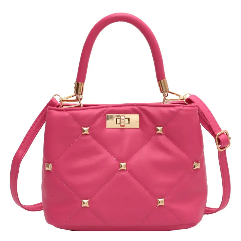 Recién llegados, Bolso pequeño rosa para mujer, monederos de cubo, bolso de mano con remaches para Niñas para damas