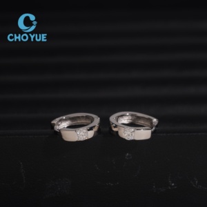 Boucles d'oreilles créoles classiques et simples en argent sterling 925 avec moissanite VVS, bijoux fins de haute qualité en gros - Product Image 3