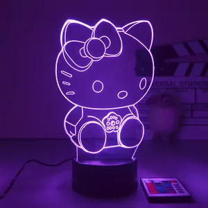 Veilleuses en acrylique Hello Kitty, lampe Led de Table de noël personnalisée