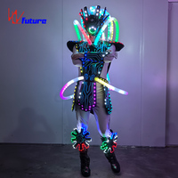 Costume de robot de performance de danse sur scène, groupe de robots cyberpunk programmable à LED, luminescent dans le noir, pour défilé