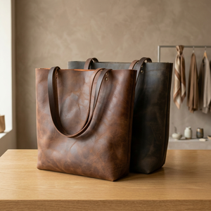 Low MOQ Genuine Leather Casual Handbags Women's Shopping Purse Eco Friendly Durable Waterproof Large Capacity Zipper Closure - Product Image 1