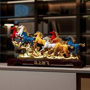 รูปปั้นม้าวิ่งแปดตัวคุณภาพสูง ราคาดีที่สุด สำหรับตกแต่งสำนักงาน ห้องทำงาน และเป็นของขวัญขึ้นบ้านใหม่ ของตกแต่งบ้านทำจากเรซิ่น - Product Image 3