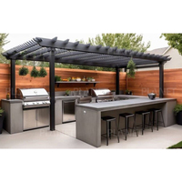 Cuisine extérieure modulaire de luxe avec grill et évier en acier inoxydable 304, résistante aux intempéries, pour jardin ou villa