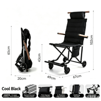 Fauteuil inclinable pliable portable avec cadre réglable en tissu, chaise longue à roulettes pour le camping en plein air et les voyages en famille