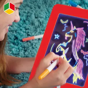 QS игрушка портативная Двойная электронная 3D светящаяся доска для рисования для письма Волшебная светодиодная подсветка для рисования для детей