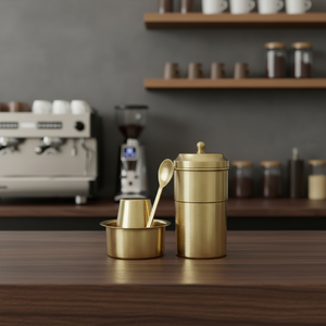 VEDELA ชุดกรองกาแฟแบบใช้ซ้ำได้ ทำจากทองเหลือง พร้อมชุดดาบารา - Product Image 1