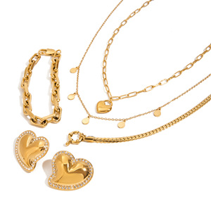 Conjunto de Collar con Colgante de Corazón de Acero Inoxidable, Joyería Unisex, Regalo - Product Image 1