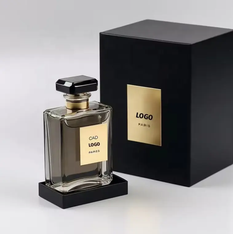 Scatole regalo di carta nera di lusso personalizzate con stampa di lamina d'oro bottiglia vuota Attar arabe Oud scatola di profumo Packaging cosmetici