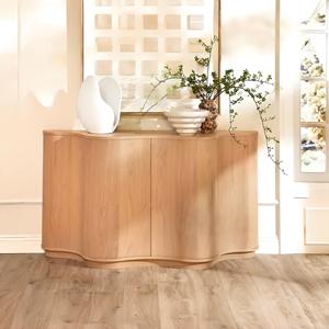 Credenza in Legno Stile Retrò Francese, Design Curvo Vintage, Mobile per Sala da Pranzo e Soggiorno <span class=keywords><strong>con</strong></span> Funzione di Stoccaggio e Decorazione - Product Image 6