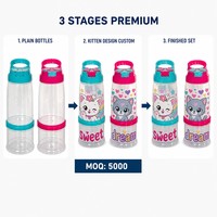 Bouteille de rangement personnalisable pour boissons et collations pour enfants, en plastique, avec couvercle 3D, pour usage extérieur et sportif, de qualité alimentaire, réutilisable, écologique, à boire directement