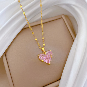 Collana Elegante Sunnice in Acciaio Inossidabile per Ragazze, Ciondolo in Ottone Placcato Oro con Zirconi e Perle, Catena a Cuore per Mignolo - Product Image 5