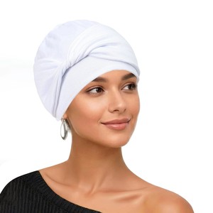 Wholesale Bulk Turban Hat Twisted With Back Elastic Cotton Turban Headwear Islamic Hijab Under Caps - Product Image 5
