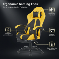 Chaise de jeu PC de haute qualité, pliable, ergonomique, en PVC, avec système de soutien lombaire, pour salle de jeux, joueurs PC