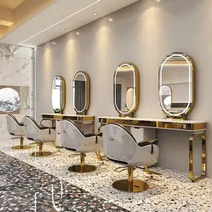 Beauty Salon Ironing Table Mirror Combination Hairdresser Mirror Barbershop Bridal Shop Professional Makeup Table