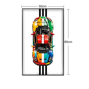 Cadre d'affichage de voiture en acrylique, vitrine murale, blocs de construction, voiture de course avec lumière LED pour la décoration de la maison - Product Image 4