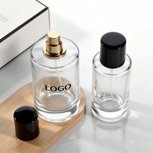 Perfume Bottle With <b>Box</b> Packaging 50ml 100ml Round Mens Perfume <b>Empty</b> Glass Perfume Spray Bottle With Matte Black Magnetic Cap - Product Image 1