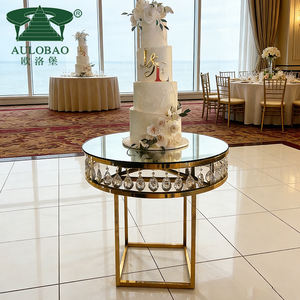 Elegante tiempo fiesta decoración usada base de metal dorado mesa de pastel de boda - Product Image 2