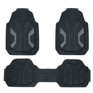 Tapis de sol de voiture de luxe en PVC imperméable, ensemble complet 3 pièces, <span class=keywords><strong>avec</strong></span> accents argentés métalliques – Approvisionnement direct usine - Product Image 1