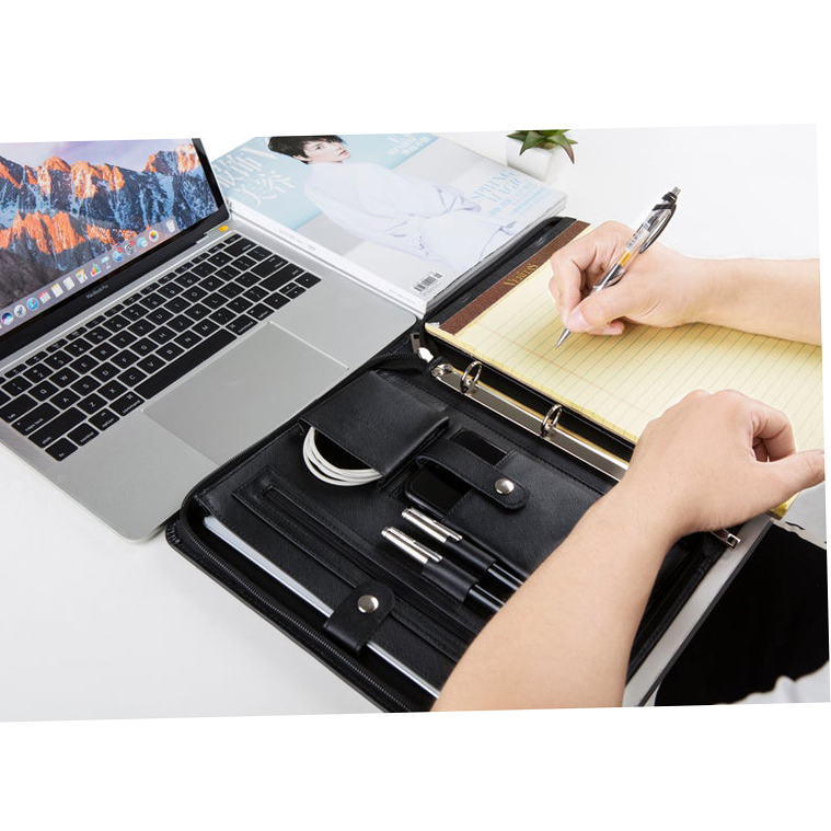 padfolio leather with handle with zipper