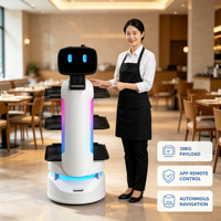 Robot de livraison alimentaire commercial autonome 2026 avec application et télécommande, robot serveur de restaurant, charge utile de 30 kg, robot de livraison de services