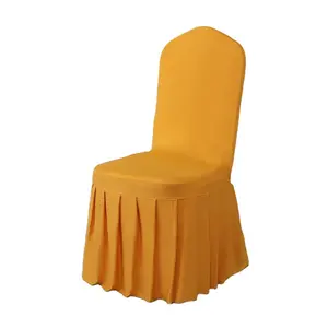 Cheap elastic wedding decoration restaurant dress chair chair cover solid color Pleated chair cover