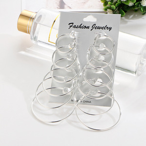 Lot de 6 paires de boucles d'oreilles créoles plaquées or, tailles variées, légères, grandes créoles, bijoux fantaisie <span class=keywords><strong>pas</strong></span> chers pour femmes - Product Image 4
