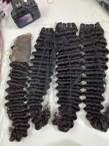 Extensiones de Cabello Humano Virgen 100%, Ondulado Profundo, Negro Natural, Cutícula Alineada, Cabello Remy para Suministro de Fábrica, 8-40 Pulgadas - Product Image 6