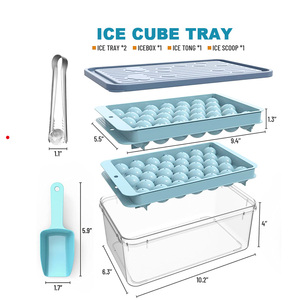 RAYBIN 33 Cavity Circle <span class=keywords><strong>Round</strong></span> Ball Eis schale Kunststoff <span class=keywords><strong>Ice</strong></span> Ball Maker Form Eiswürfel schale für Gefrier schrank mit Deckel und Schaufel - Product Image 4