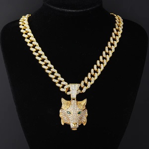 Hip-hop alliage <span class=keywords><strong>pas</strong></span> <span class=keywords><strong>cher</strong></span> glacé pavé diamant Rose oeil hommes crâne tête pendentif squelette pendentif collier pour hommes - Product Image 6