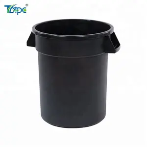 32 gallon round plastic trash bin and 120l round dustbin and black round public outdoor trash can