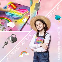 Journal intime avec clé pour fille, motif papillon pop, couverture rigide, pour enfants