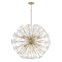 Lustre moderne de luxe, grand luminaire suspendu au plafond, cadre en laiton avec pétales en verre, pour salon, décoration de la maison