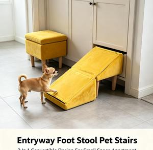Space Saving 2-in-1 Pet Steps & Ottoman Foldable <b>Dog</b> Stairs for Couch <b>Bed</b> Non-Slip Wooden Pet Ramp for Cats & Small <b>Dogs</b> - Product Image 1