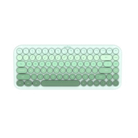 Keyboard Nirkabel Ergonomis 2.4G dengan Tombol Bulat Retro Berwarna Senyap untuk Laptop Kantor
