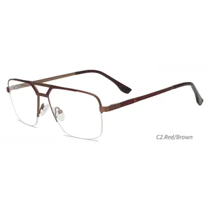 2024 Fashion Design Metal Frames Business Glasses For Man Square Styles Half Rim Frames Eyeglasses Blue Light Blocking