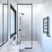Porte-douche moderne en verre artistique renforcé personnalisable, éléments Changhong, cadre en acier inoxydable, épaisseur 8 mm, design durable et facile à utiliser